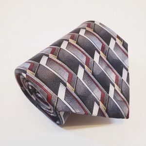 RBM Collection Necktie Silver Geometric Pattern Men's Silk Neck Tie 57x4"